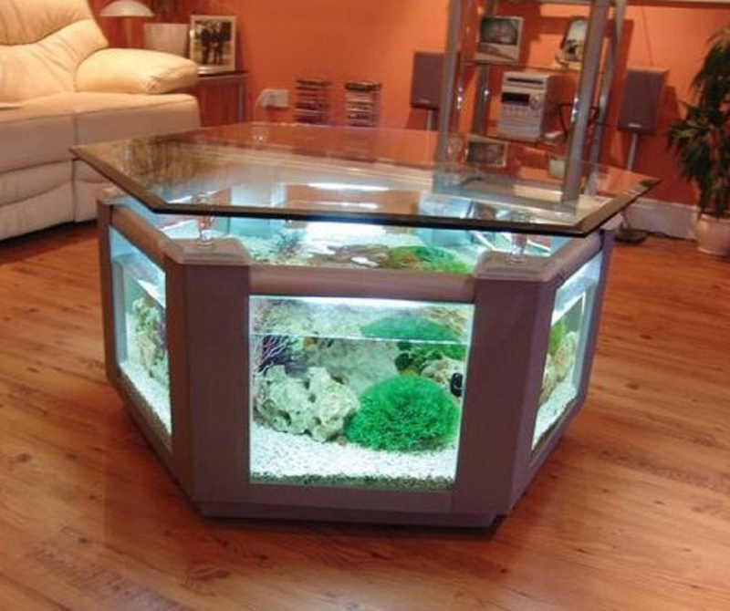 Meja Aquarium Minimalis Bentuk Segi Enam 1 Desain id