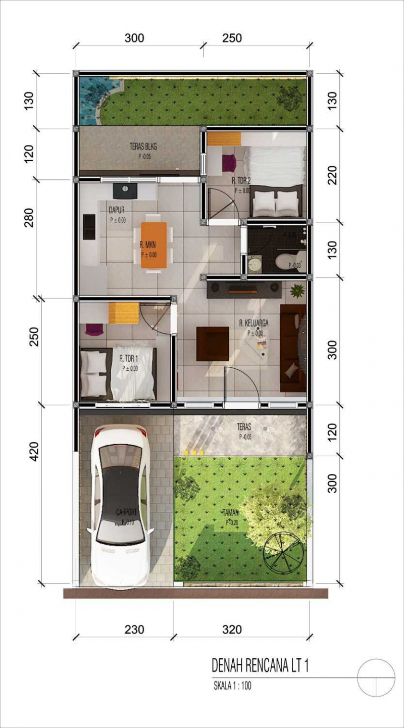 30 Inspirasi Denah Dan Desain Rumah Kamar 2 Minimalis - Desain Id