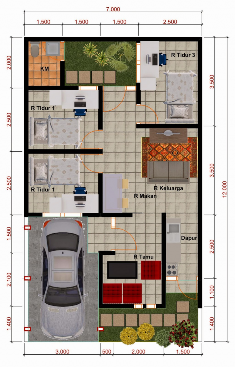 30 Konsep Desain Rumah 6x12 Meter Beserta Denahnya Desain Id 3653