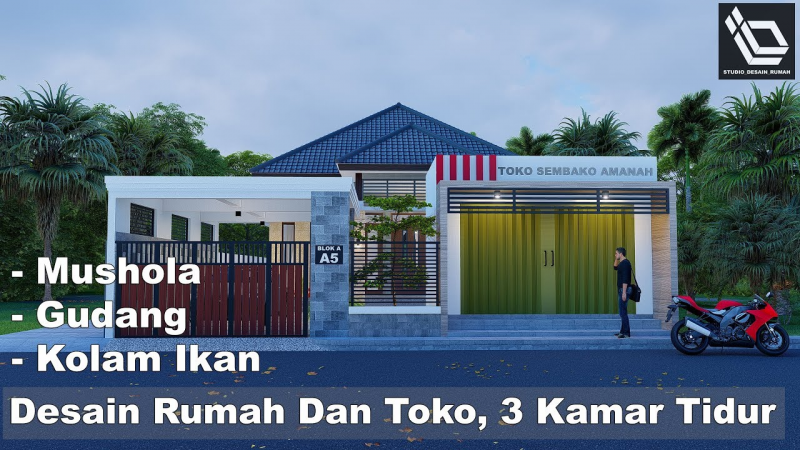 30 Konsep Desain Rumah Dan Toko Kelontong Desain Id