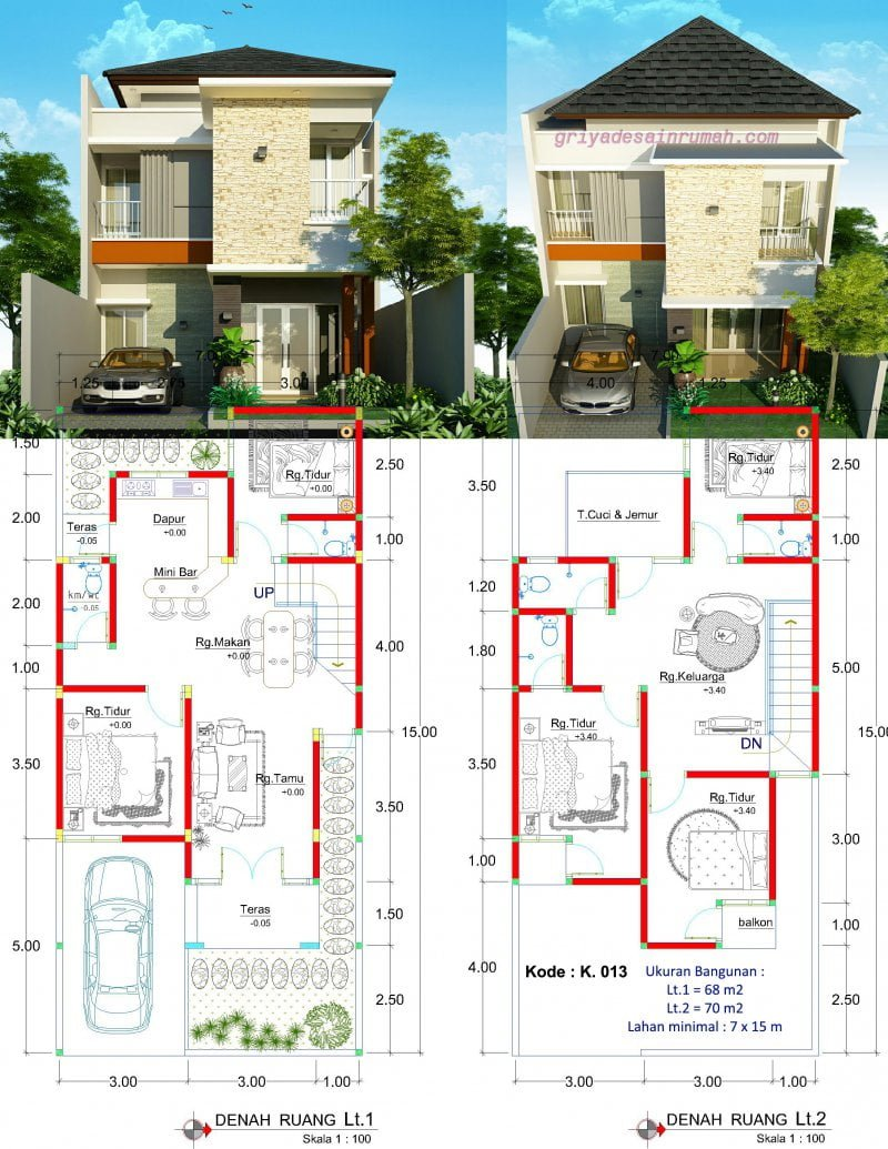 30 Contoh ﻿﻿Desain Rumah Minimalis 2 Lantai Ukuran 6x7 - Desain Id