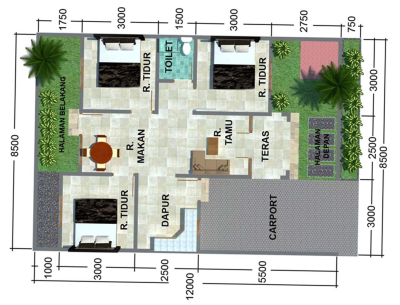 30 Contoh Desain Rumah Sederhana 3 Kamar di Kampung - Desain id