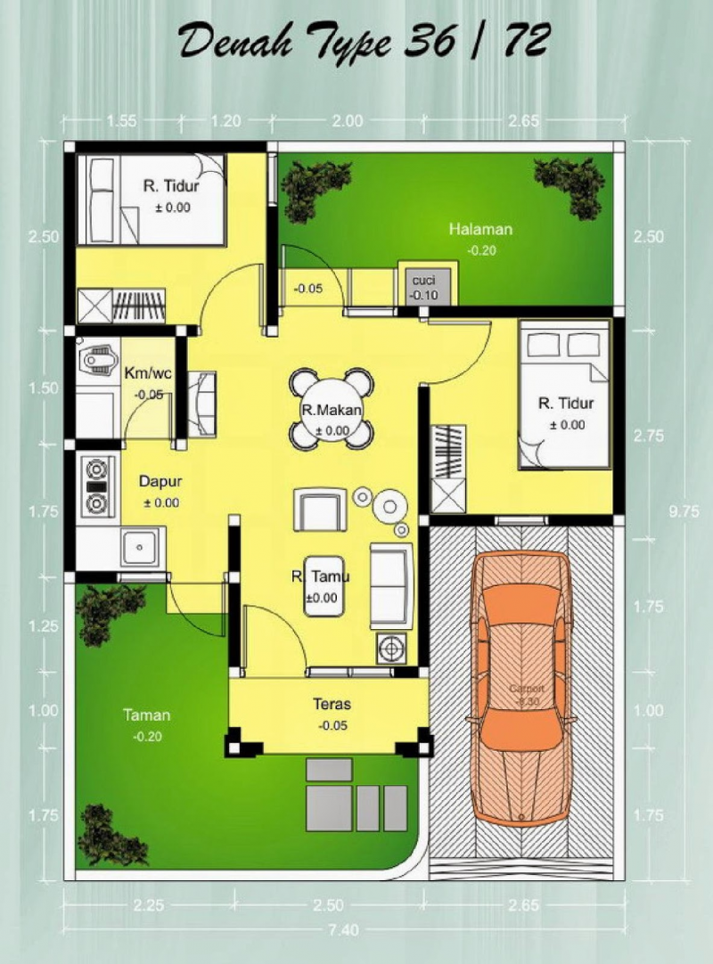 30 Ide Desain Rumah Ukuran 8x12 Meter Minimalis Desain Id